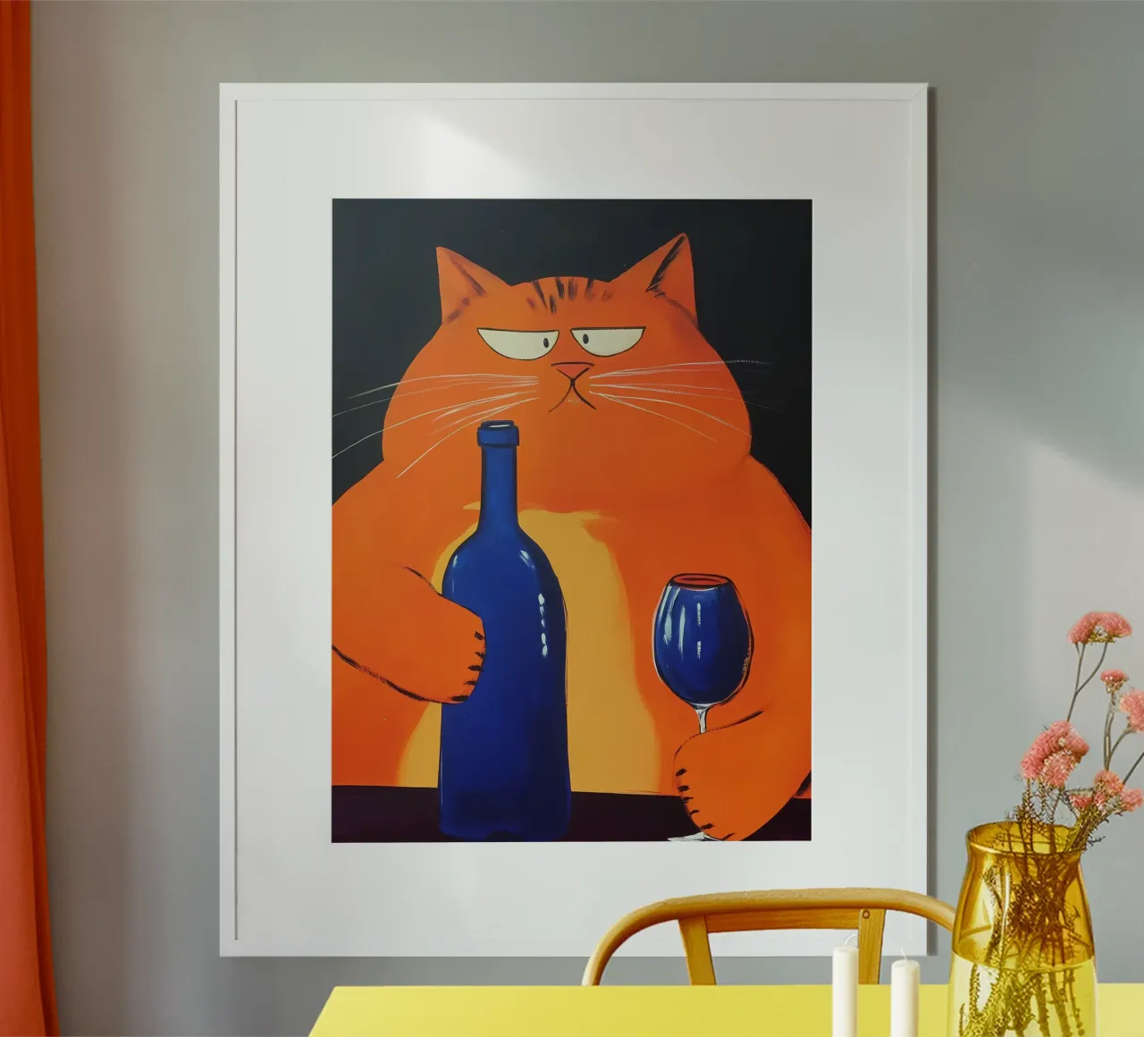 Gatto rosso con vino carta hahnemühle da IamHomeStudio