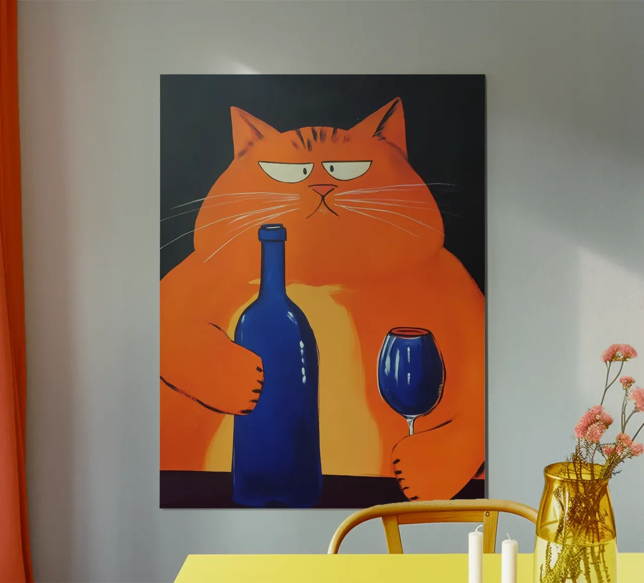Gatto rosso con vino carta hahnemühle da IamHomeStudio