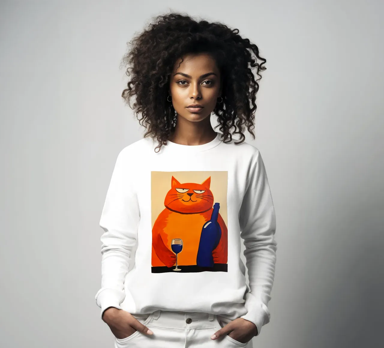 Gatto rosso con vino 2 felpa da IamHomeStudio