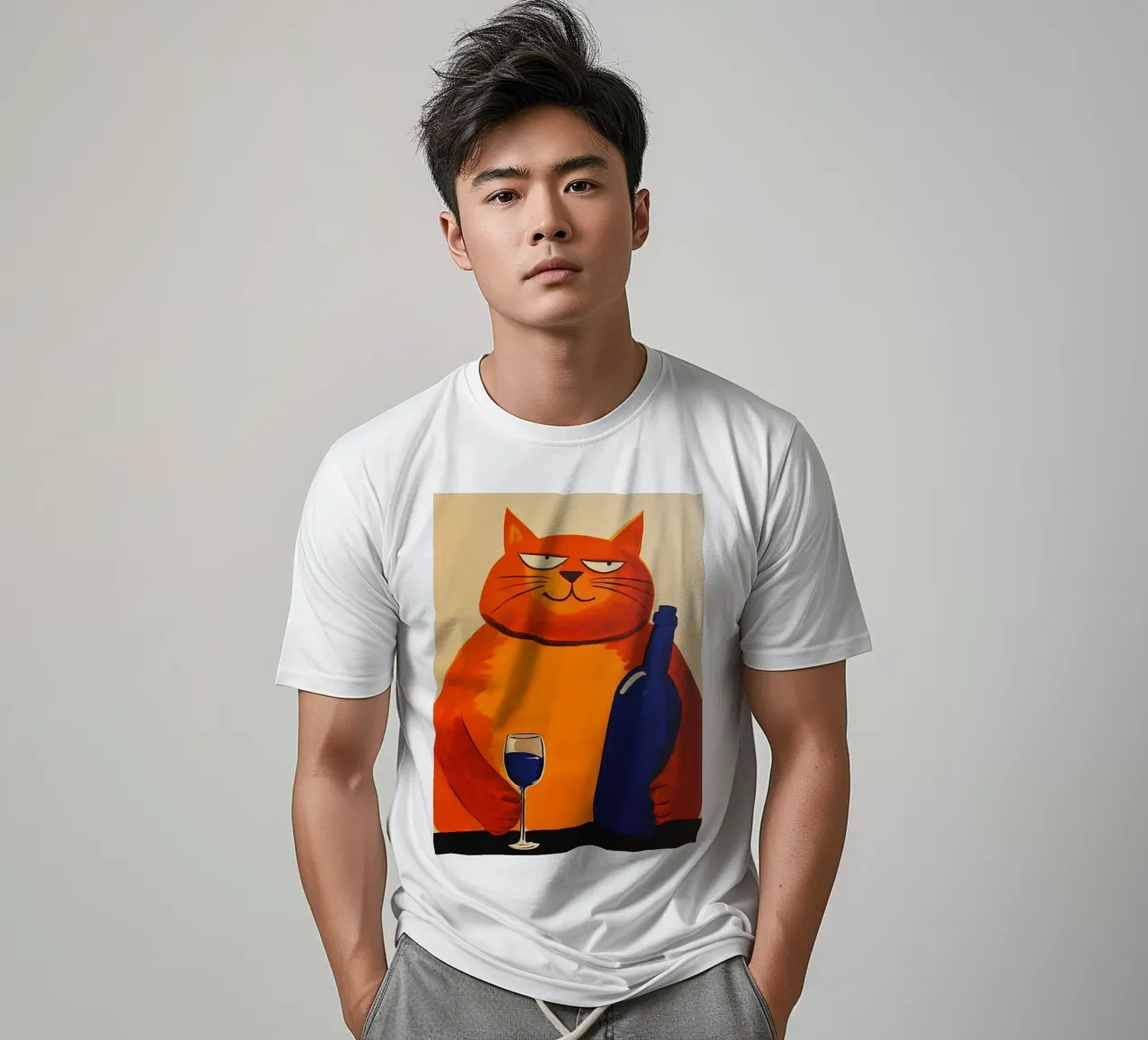 Red Cat with Wine 2 t-shirt by IamHomeStudio