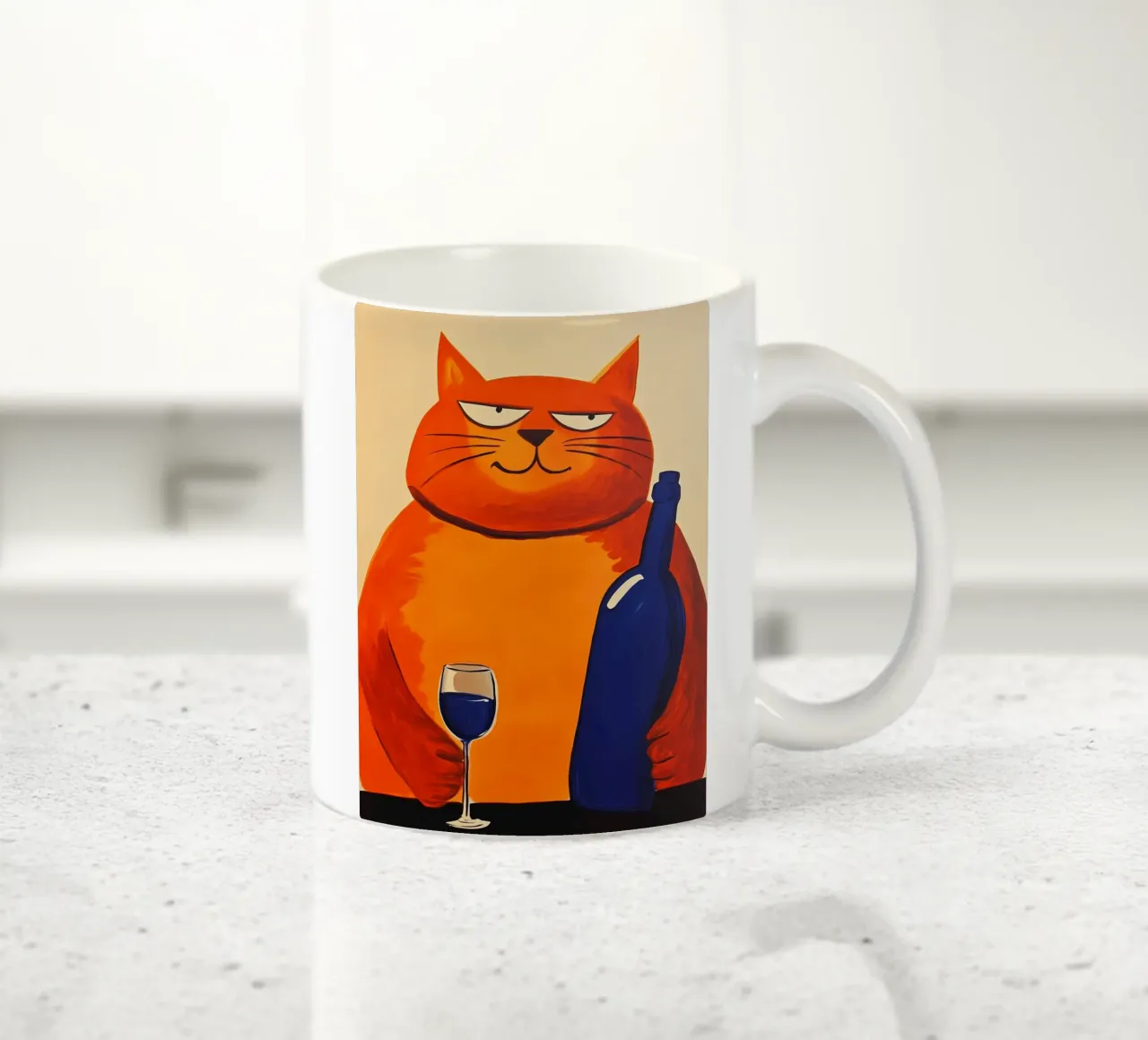 Gatto rosso con vino 2 tazza in ceramica da IamHomeStudio
