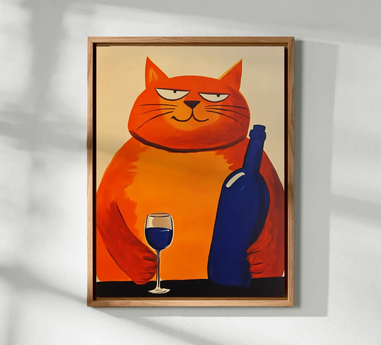 Gatto rosso con vino 2 alluminio dibond da IamHomeStudio