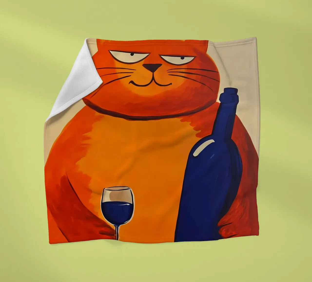 Gatto rosso con vino 2 coperta in pile da IamHomeStudio