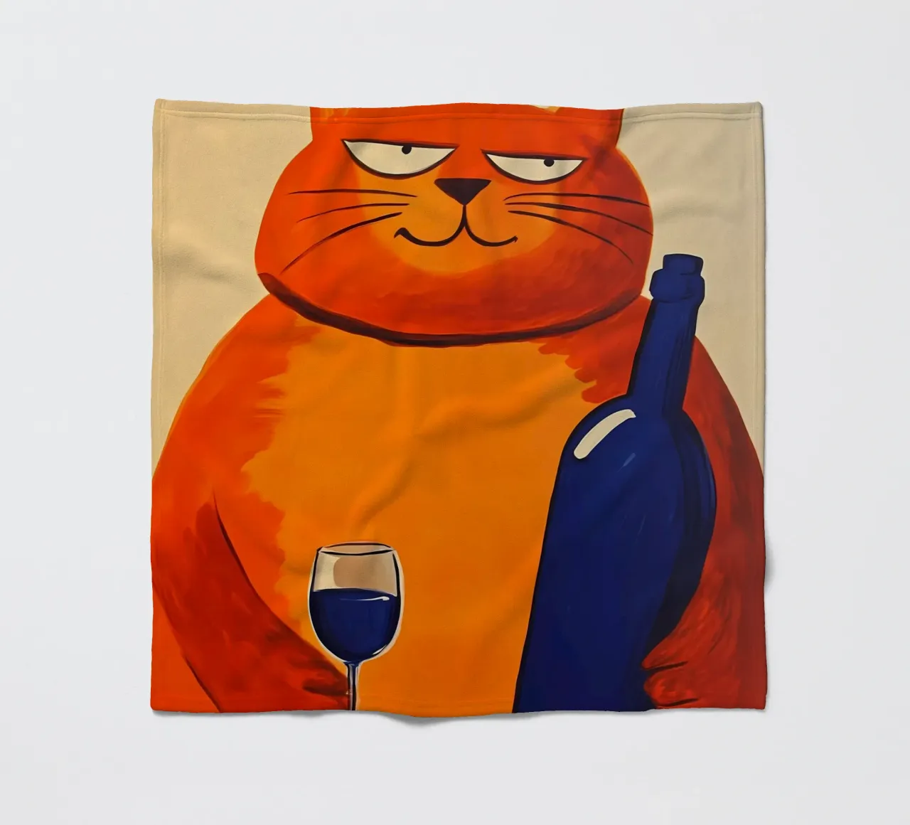 Gatto rosso con vino 2 coperta in pile da IamHomeStudio