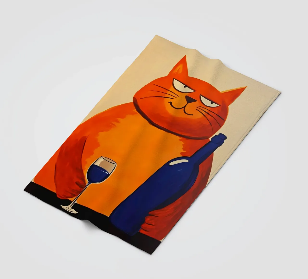 Gatto rosso con vino 2 coperta in pile da IamHomeStudio