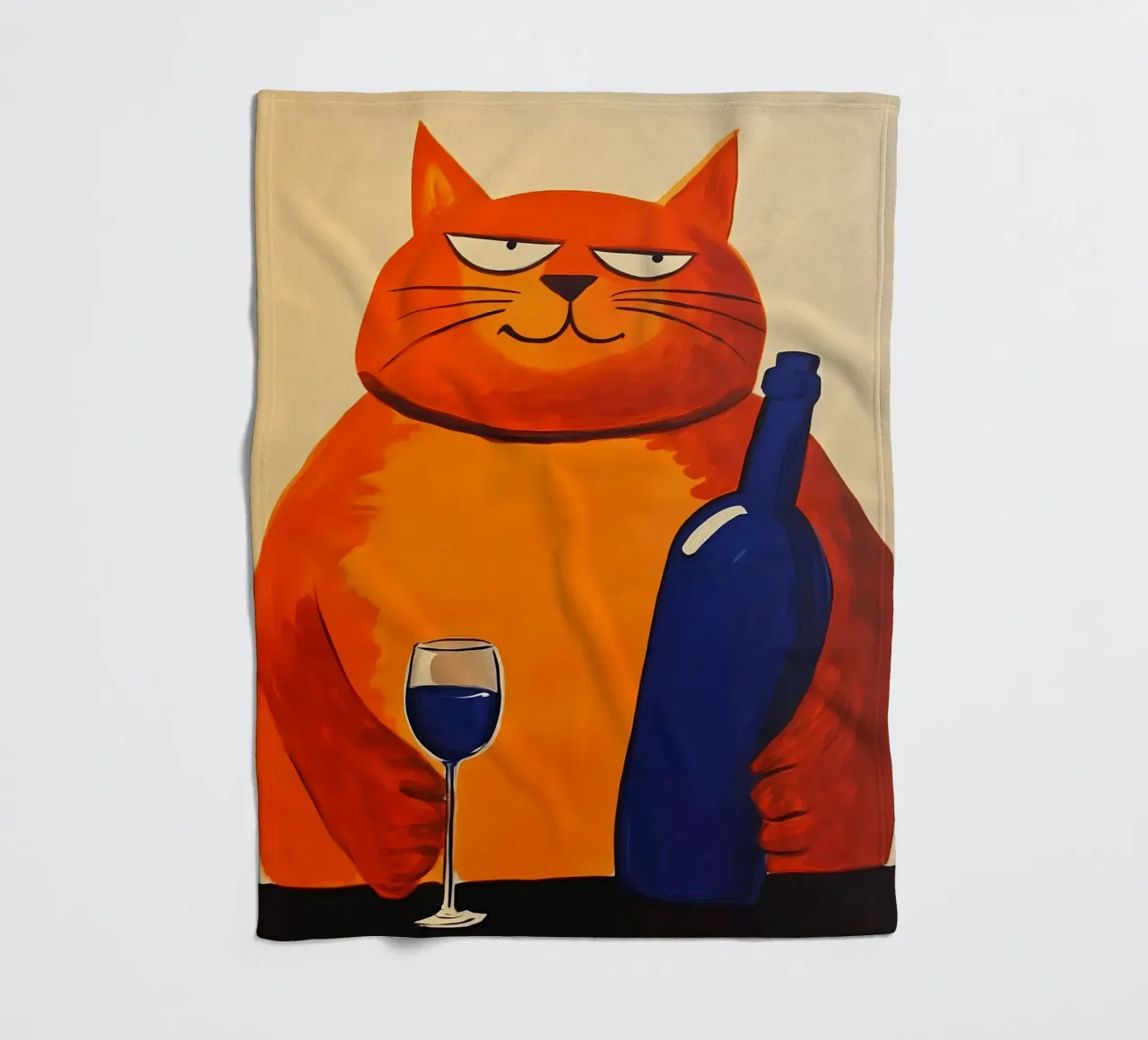 Gatto rosso con vino 2 coperta in pile da IamHomeStudio