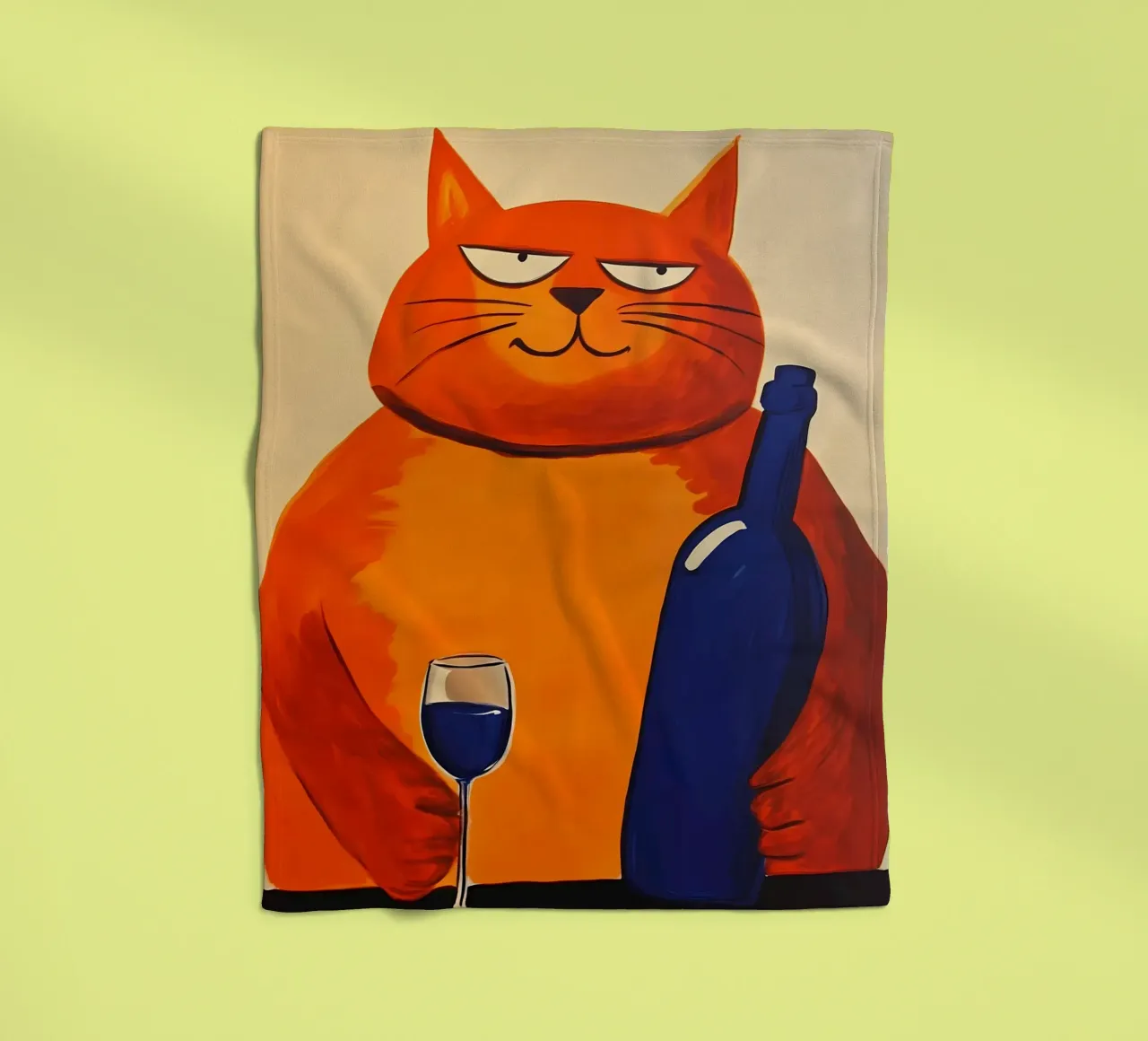 Gatto rosso con vino 2 coperta in pile da IamHomeStudio