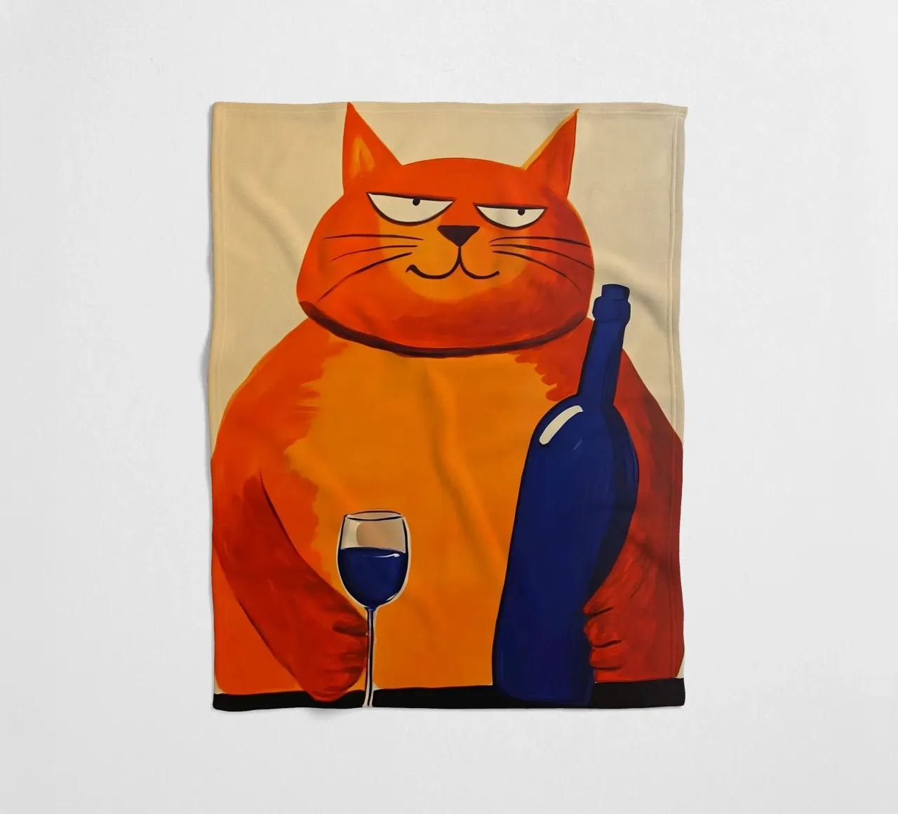Gatto rosso con vino 2 coperta in pile da IamHomeStudio