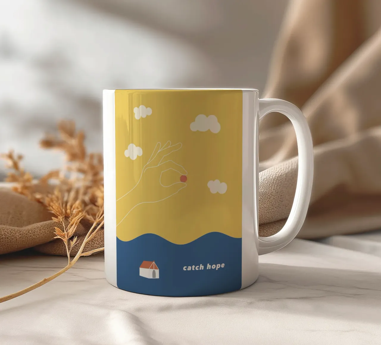catch hope tazza in ceramica da natural neutral