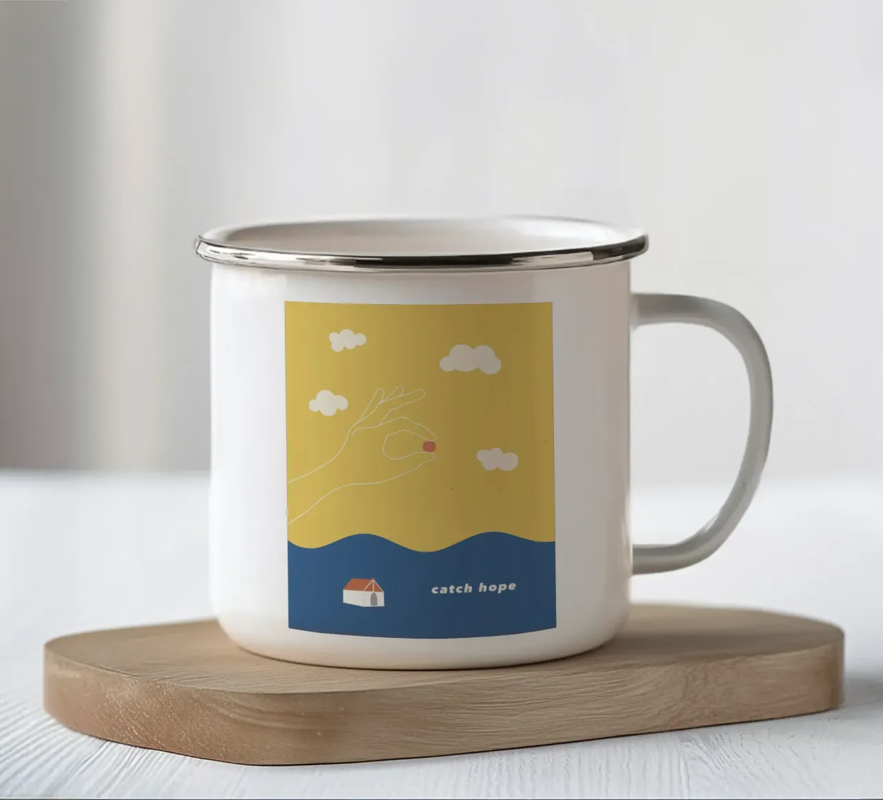 catch hope tazza in smalto da natural neutral