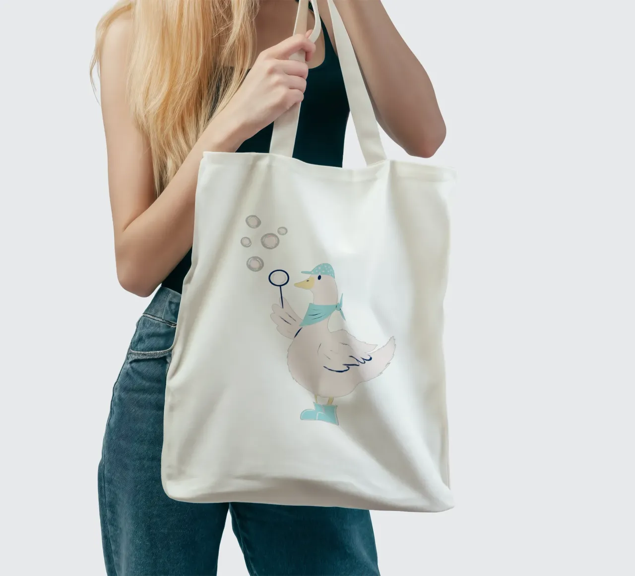 Oca con bolle di sapone borsa in juta da nicigabrieldesigns