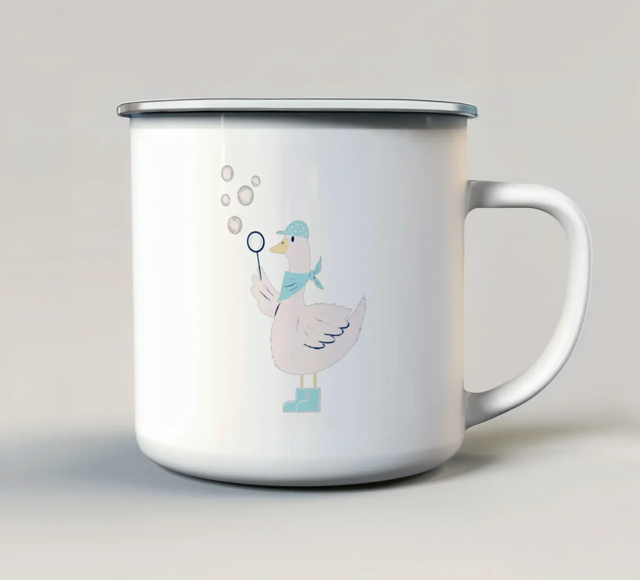 Oca con bolle di sapone tazza in smalto da nicigabrieldesigns