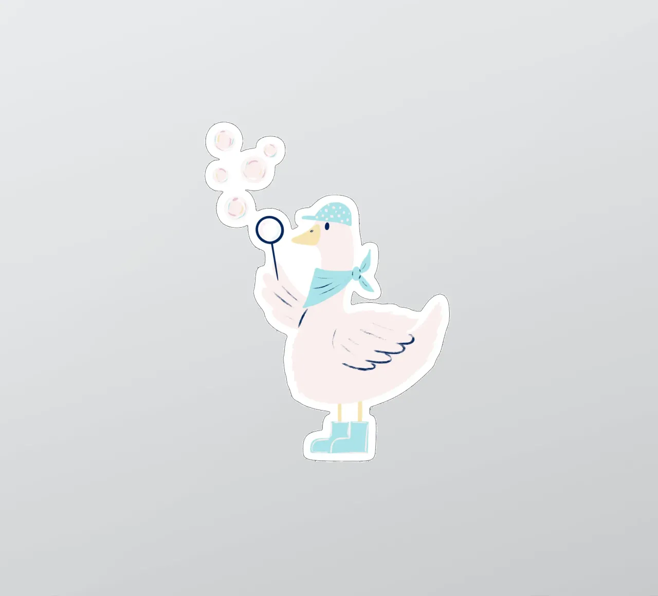 Goose with soap bubbles sticker by nicigabrieldesigns