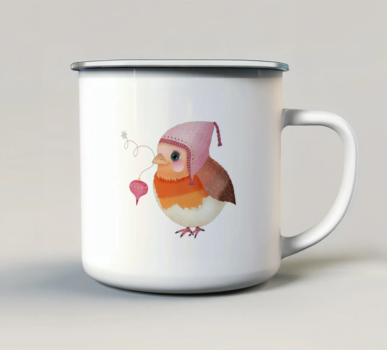Il piccolo pettirosso vi augura buon Natale tazza in smalto da CalliLetters