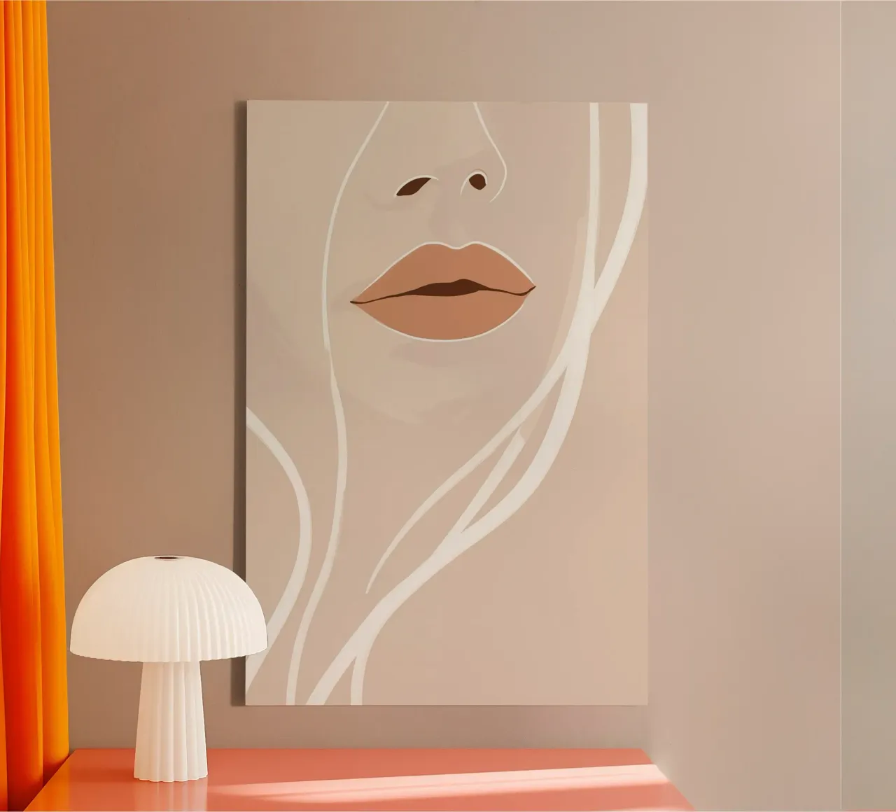 Minimalist portrait of a woman in light boho colours canvas with Floater frame by Autofocus