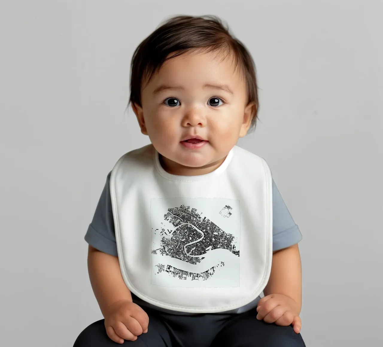 Venice White baby bib by Urban Maps