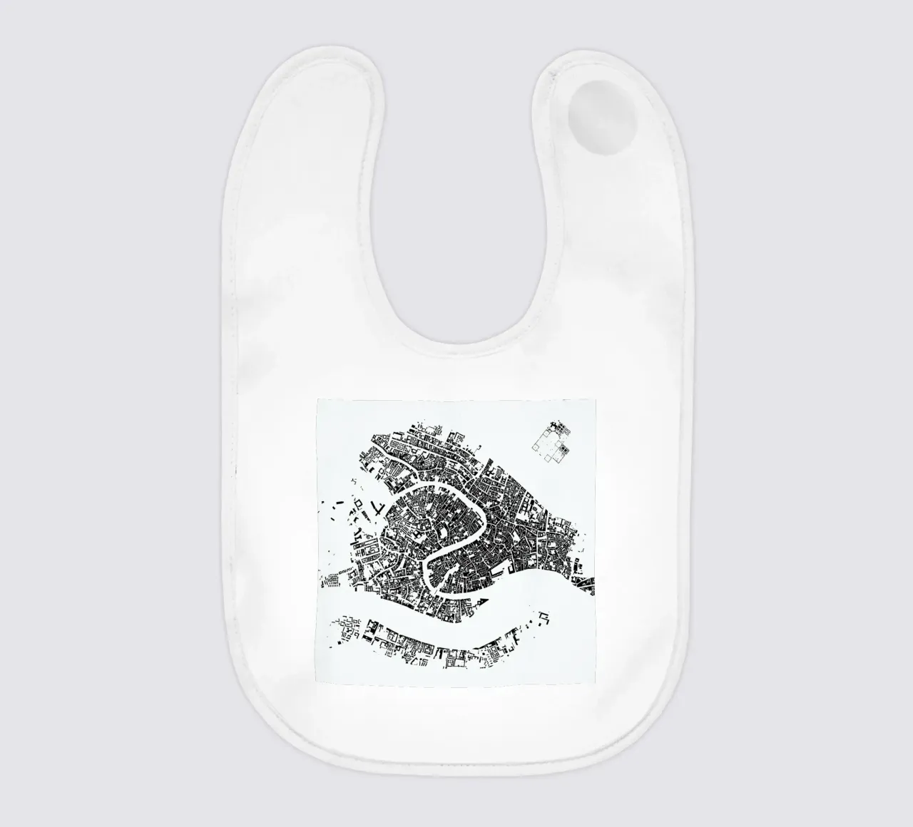 Venice White baby bib by Urban Maps