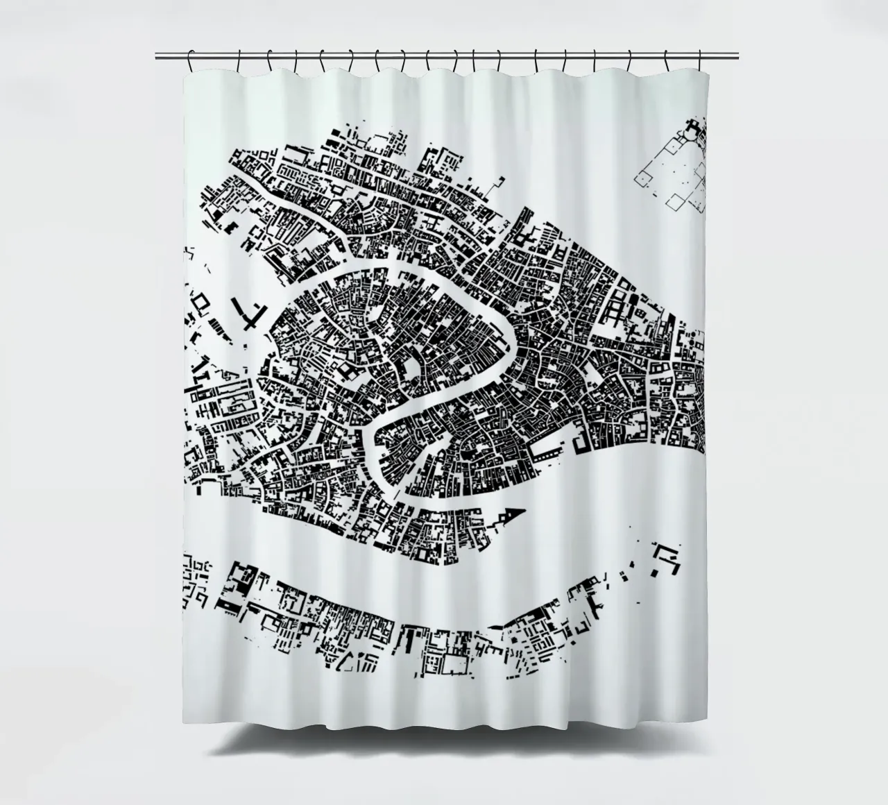 Venice White shower curtain by Urban Maps