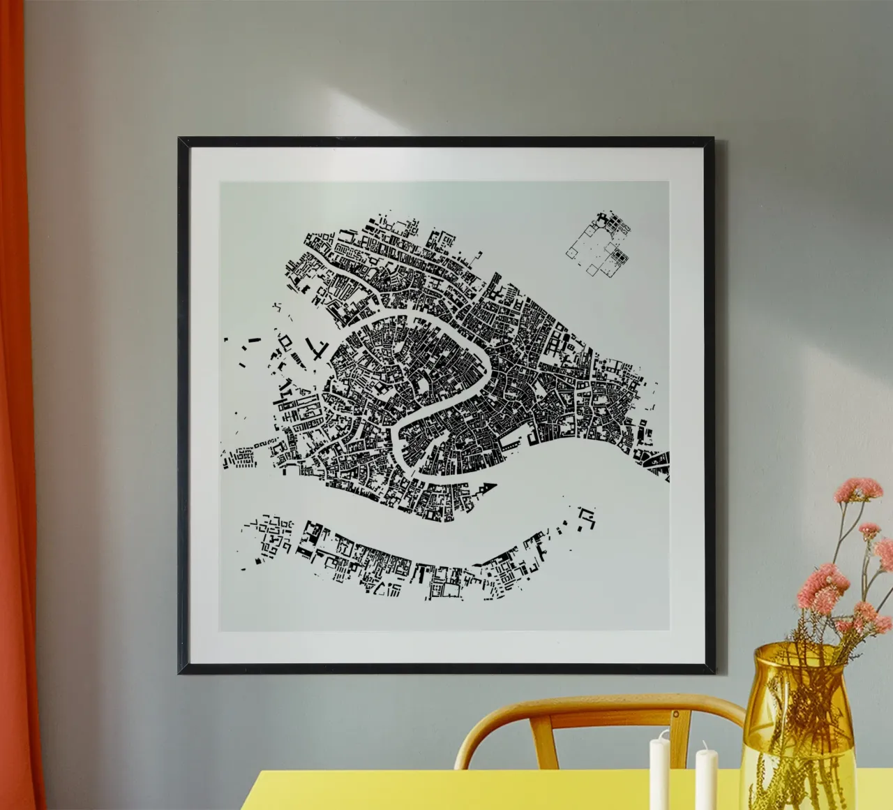 Venice White poster con telaio in plastica da Urban Maps