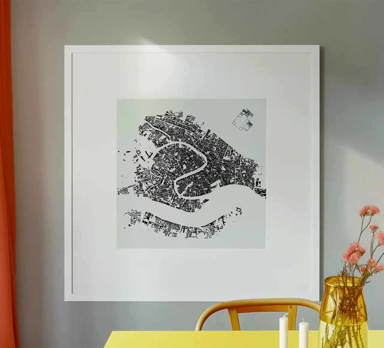 Venice White poster con telaio in plastica da Urban Maps