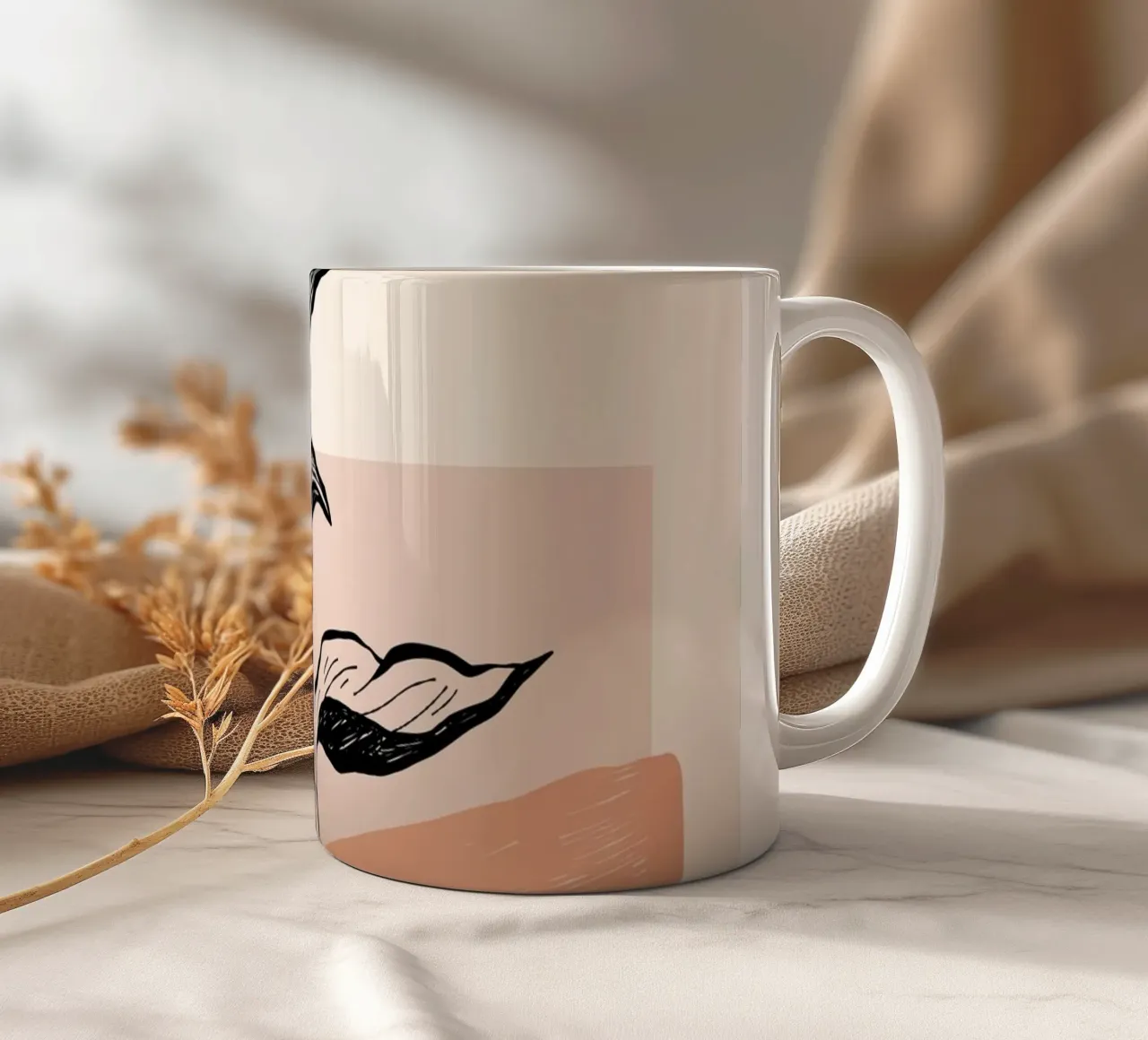 Illustrazione di fiori eleganti - Design lineare moderno tazza in ceramica da Whole©