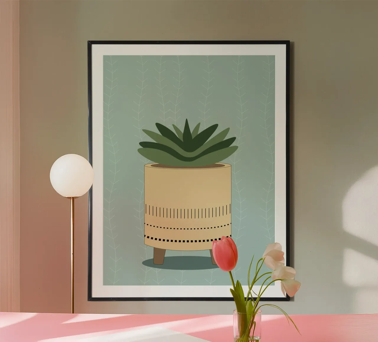 Pianta minimalista - Illustrazione di pianta in vaso Boho poster da Whole©