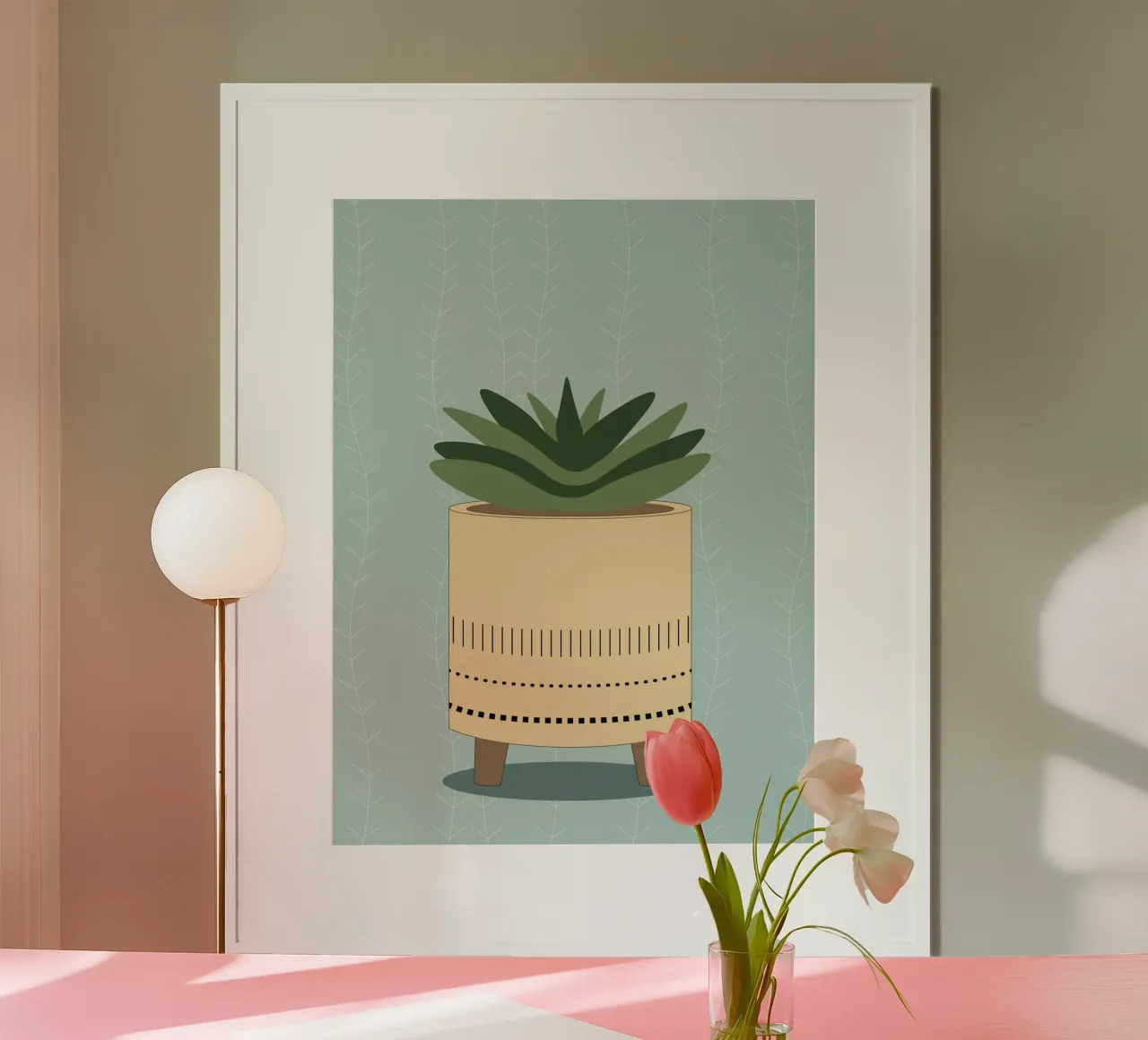 Pianta minimalista - Illustrazione di pianta in vaso Boho poster da Whole©