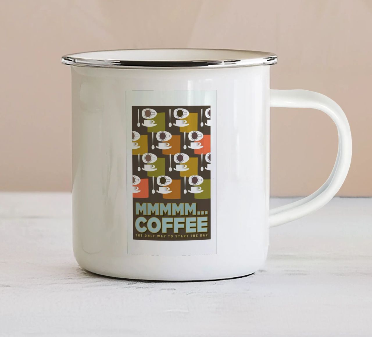 MMM Coffee Emaille Tasse von Visual Philosophy
