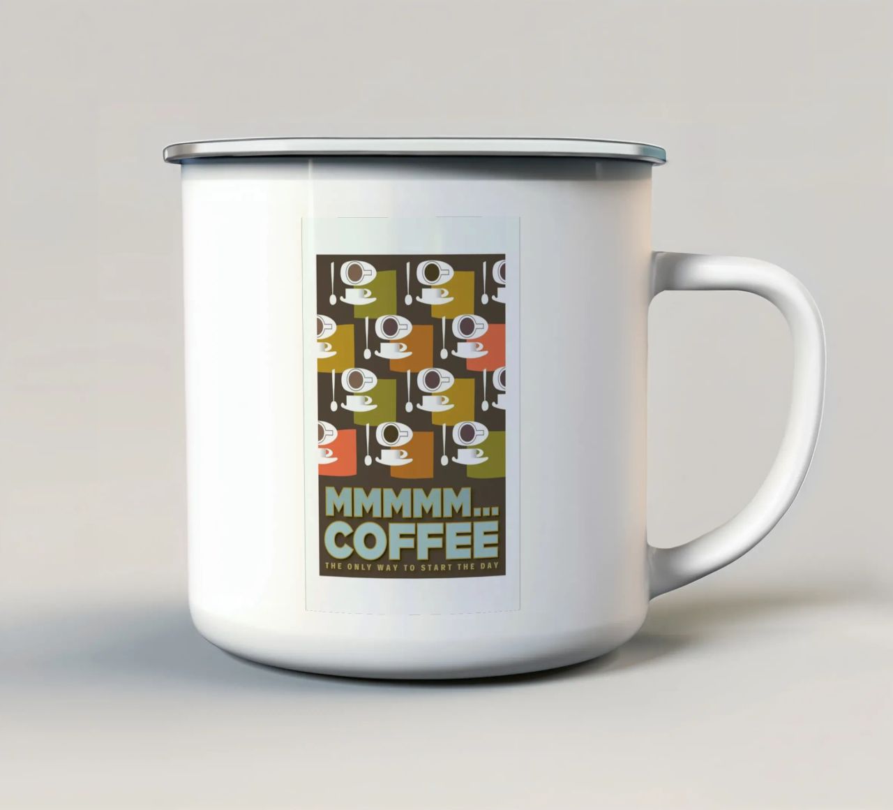 MMM Coffee Emaille Tasse von Visual Philosophy