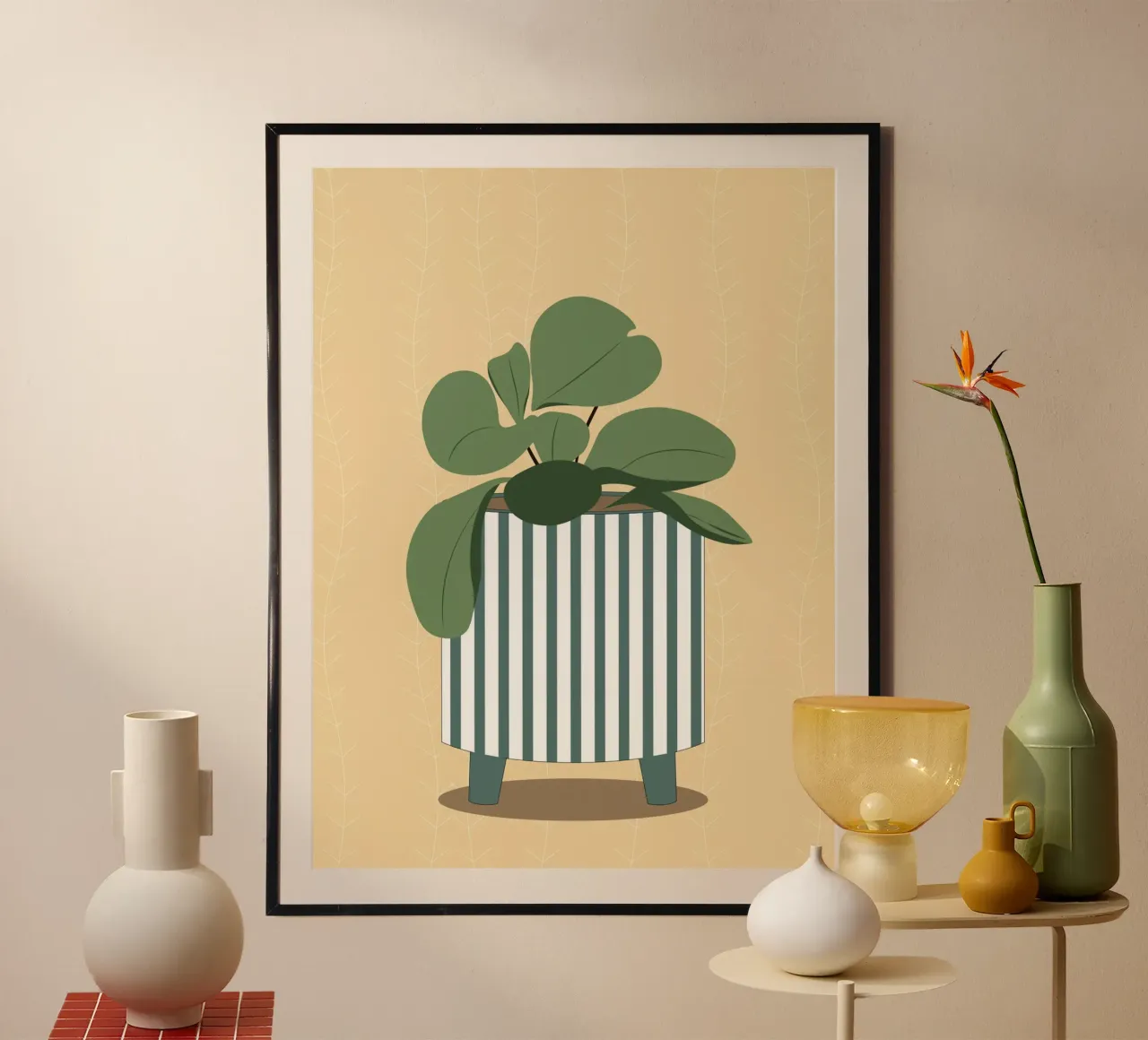Arte vegetale bohémien - illustrazione di foglie e strisce carta hahnemühle da Whole©