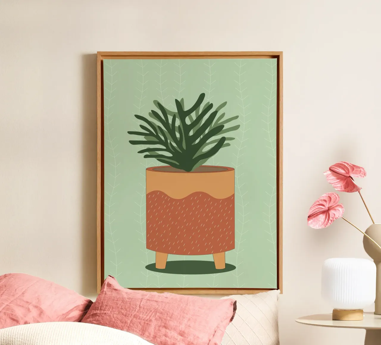Vaso per piante Boho - Verde natura design moderno tela con Cornice a cassetta da Whole©