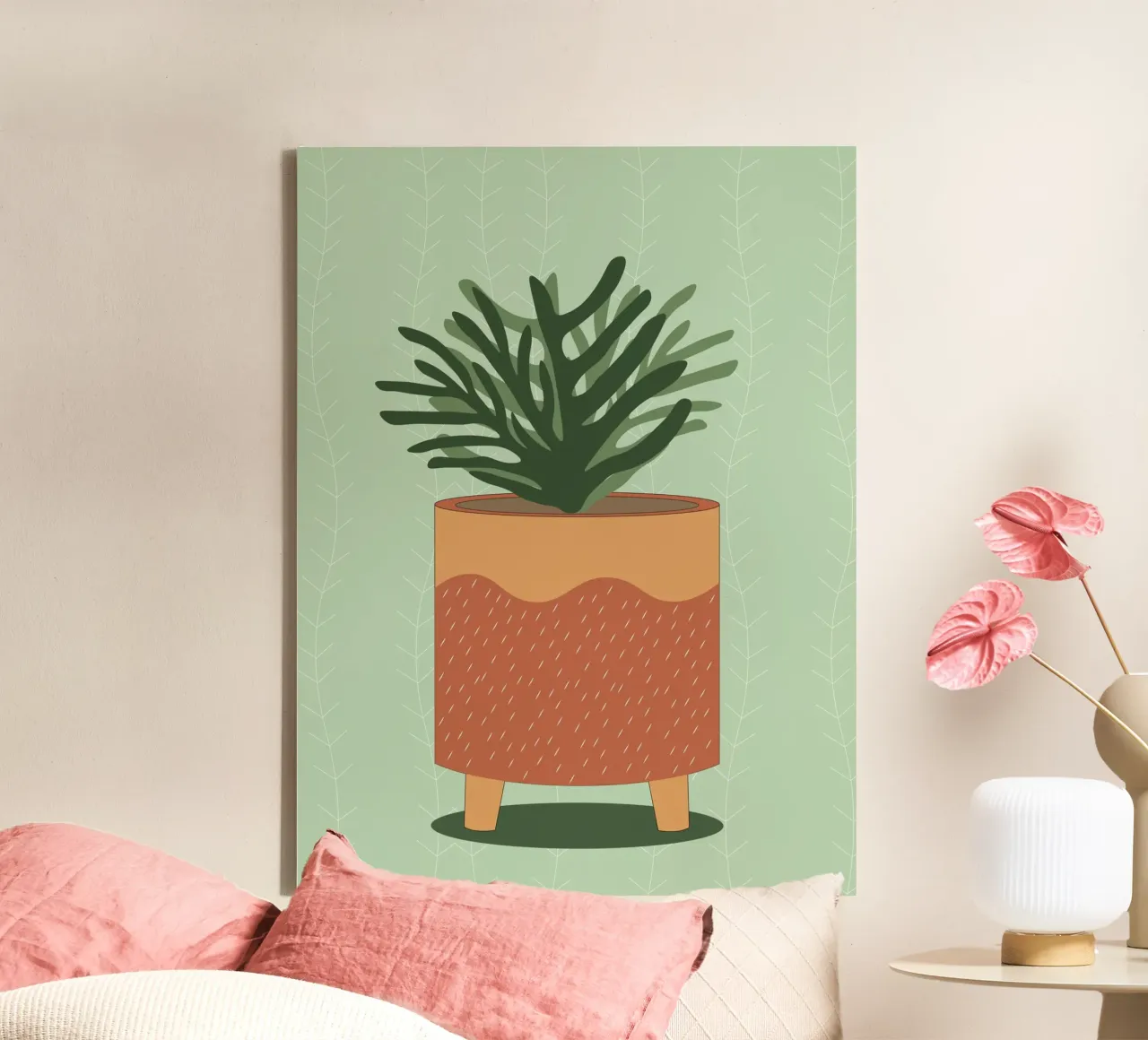 Vaso per piante Boho - Verde natura design moderno tela con Cornice a cassetta da Whole©