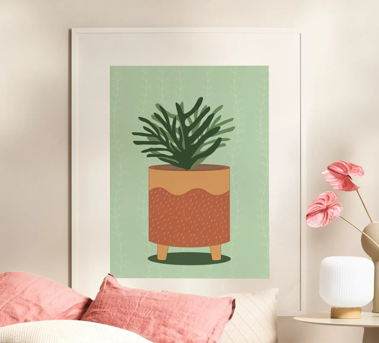 Vaso per piante Boho - Verde natura design moderno poster da Whole©