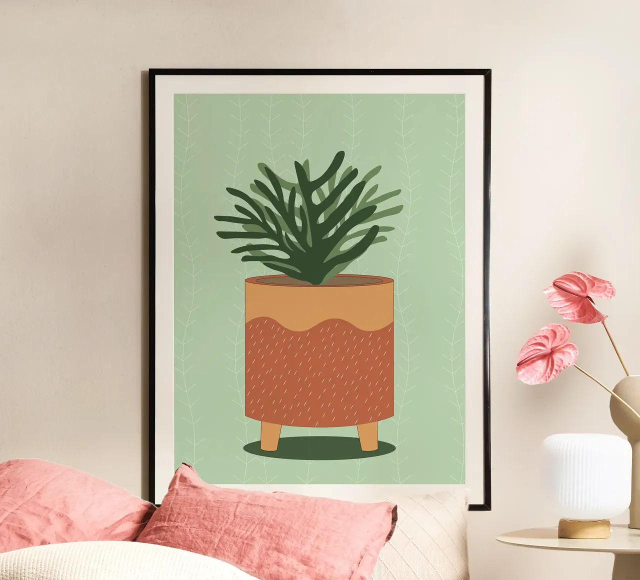 Vaso per piante Boho - Verde natura design moderno poster da Whole©