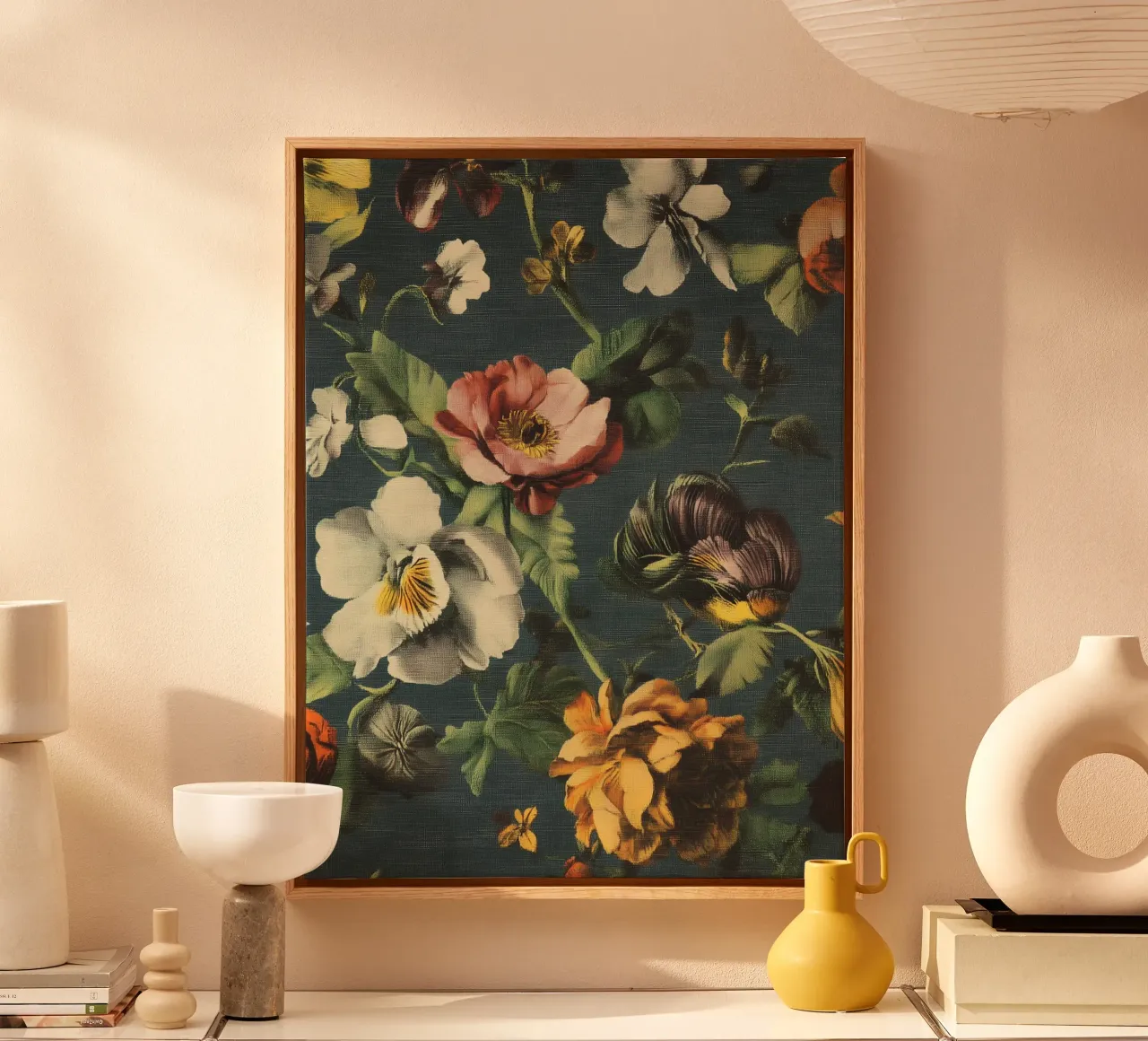 Bloemschilderen met textuur canvas met Baklijst van Carinaprint