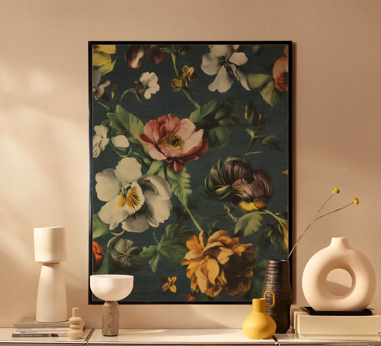 Pittura floreale strutturata poster con telaio in alluminio da Carinaprint