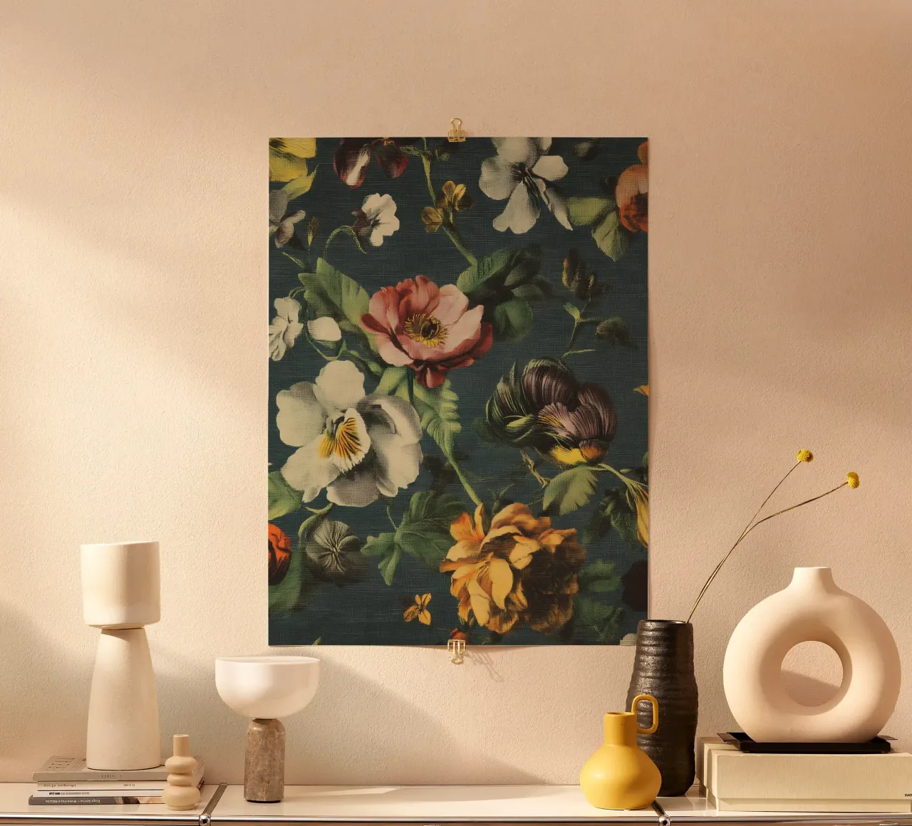 Pittura floreale strutturata poster con telaio in alluminio da Carinaprint