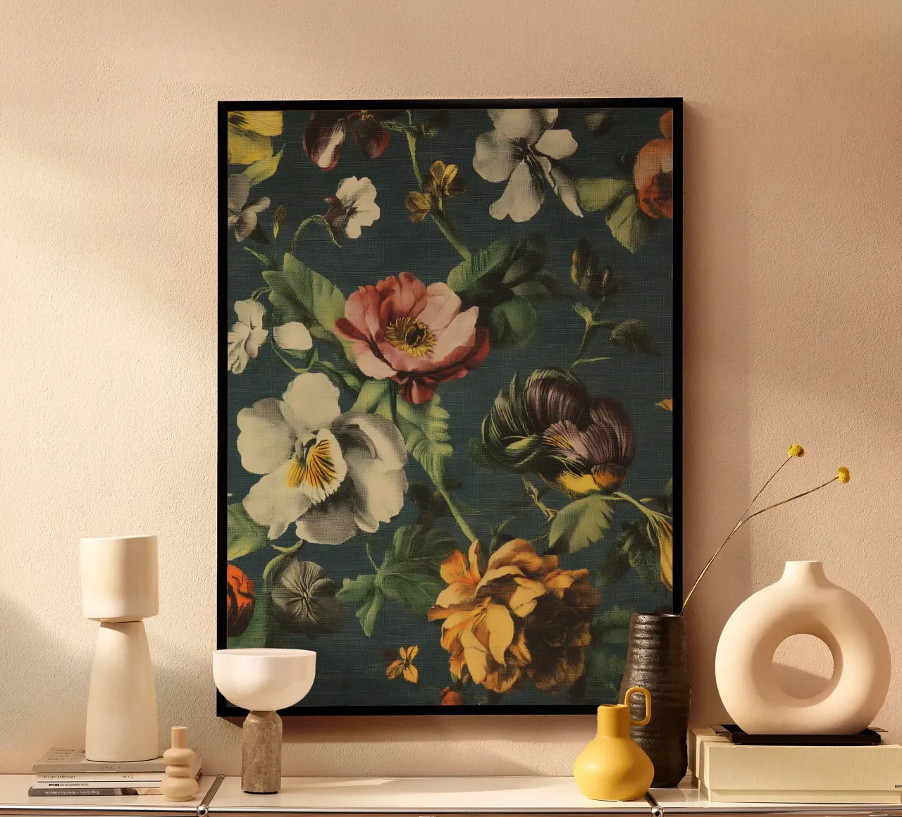 Pittura floreale strutturata poster con telaio in alluminio da Carinaprint