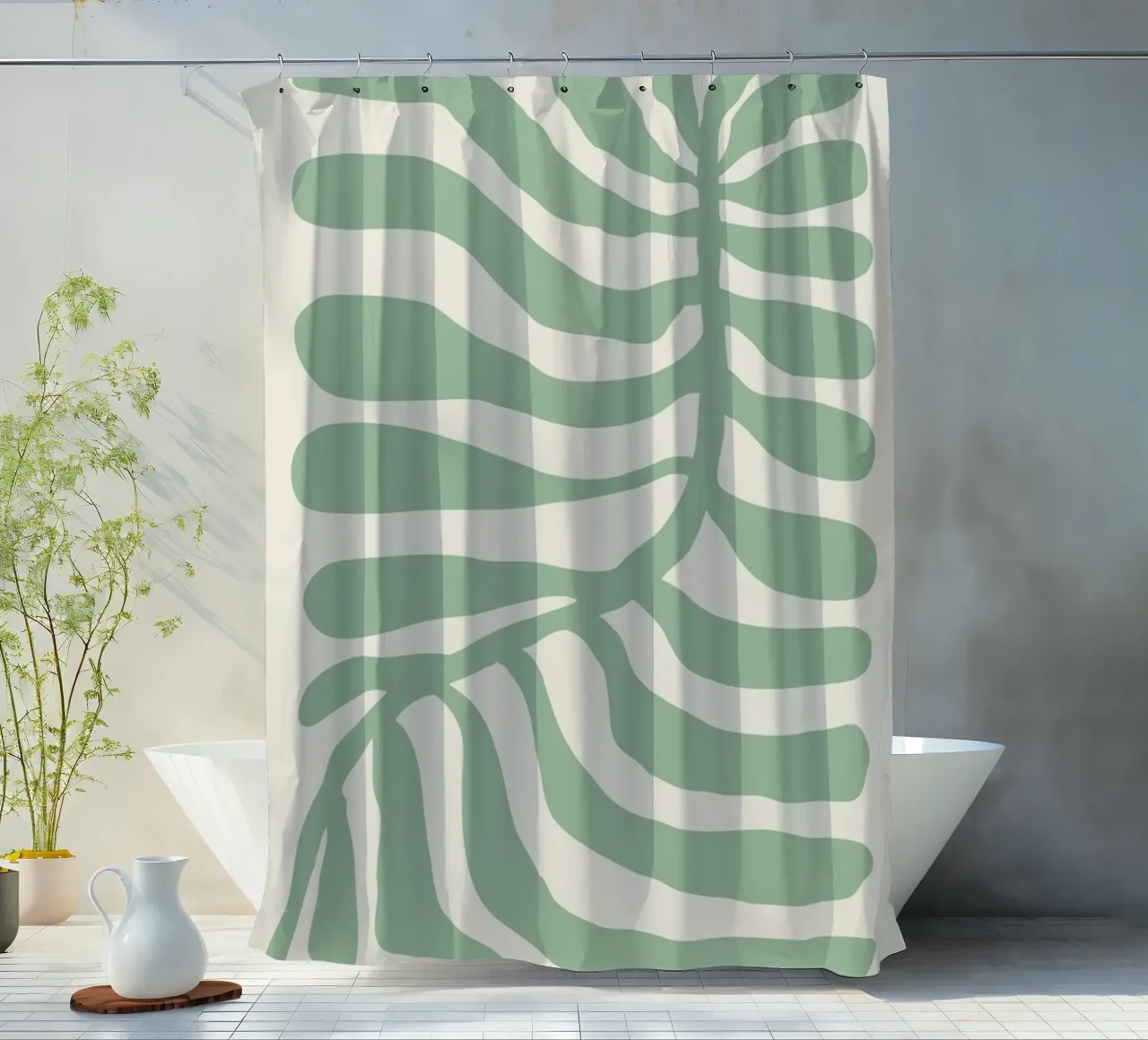 Abstract plant art - Modern line-leaf design shower curtain by Whole©