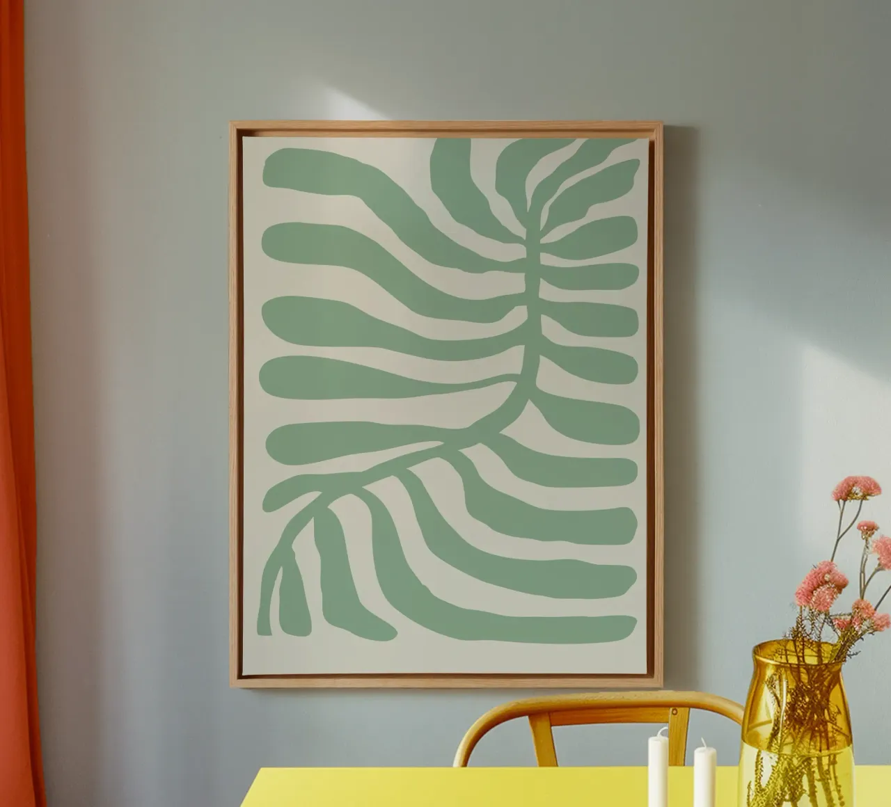 Abstracte plantaardige kunst - Modern lijnbladontwerp canvas met Baklijst van Whole©