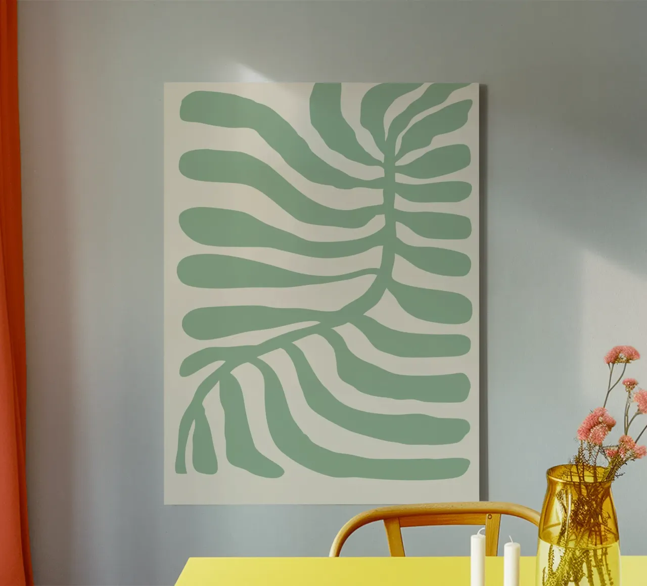 Abstracte plantaardige kunst - Modern lijnbladontwerp canvas met Baklijst van Whole©