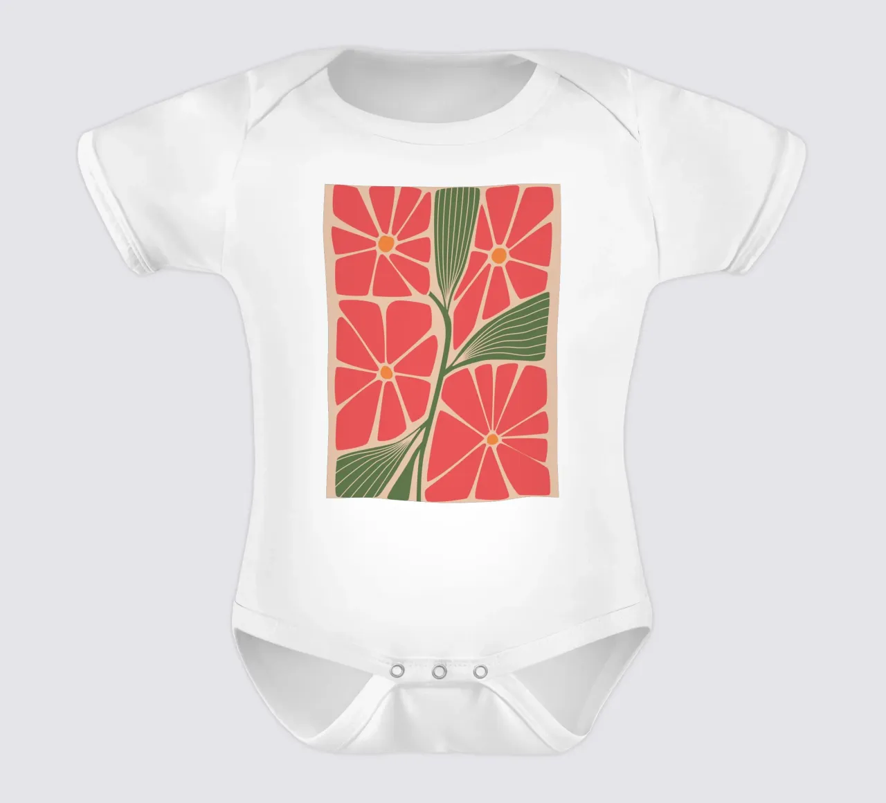 Retro bloemenontwerp - Moderne bloemsierkunst babyrompertje korte mouwen van Whole©