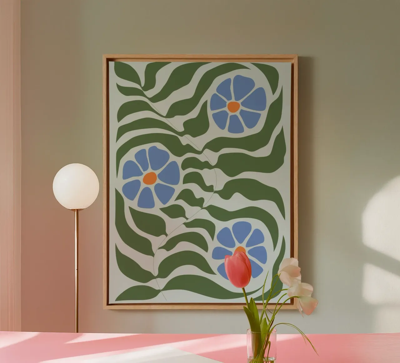 Moderne bloemsierkunst - Abstract natuurontwerp canvas met Baklijst van Whole©