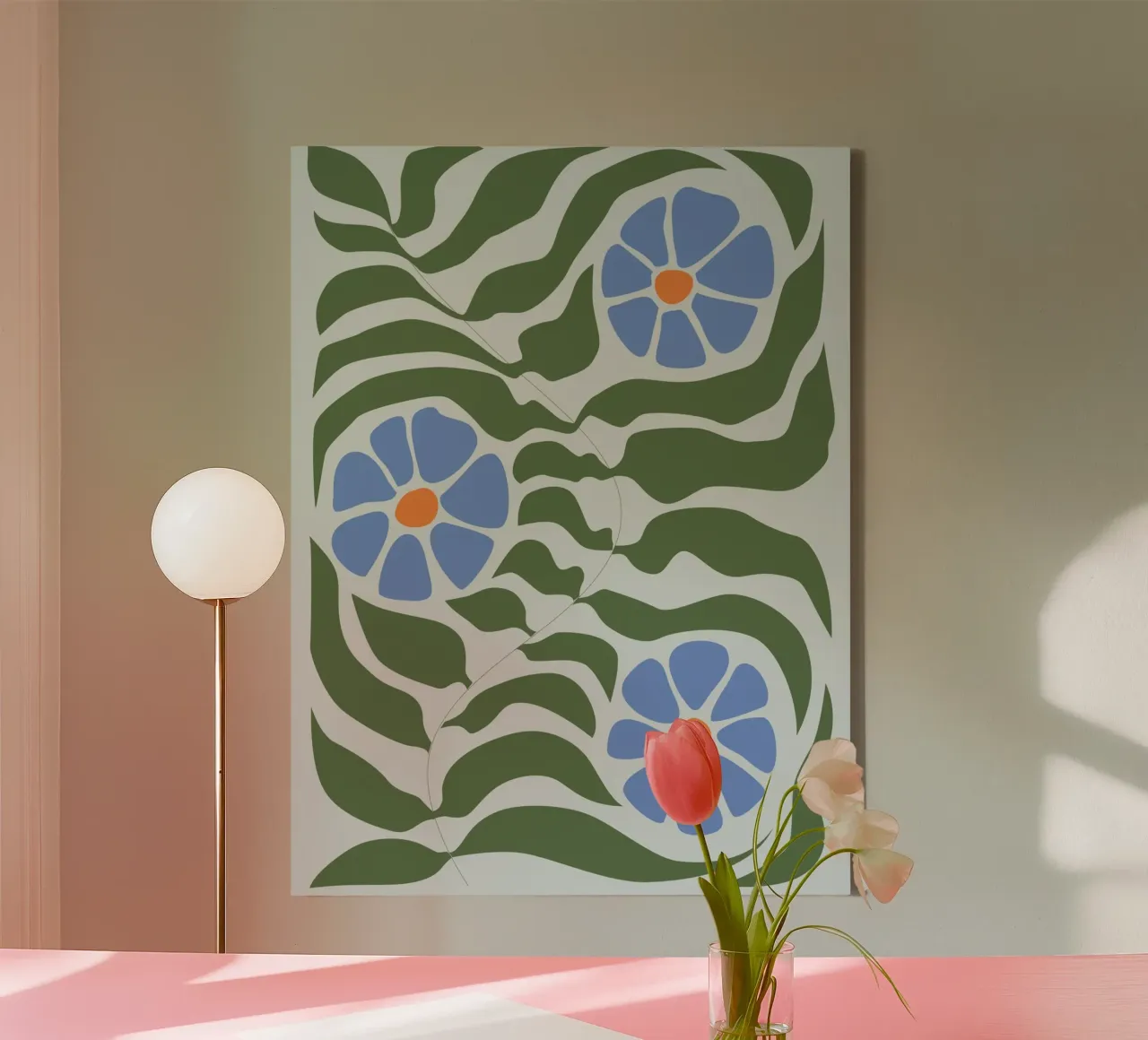 Moderne bloemsierkunst - Abstract natuurontwerp canvas met Baklijst van Whole©