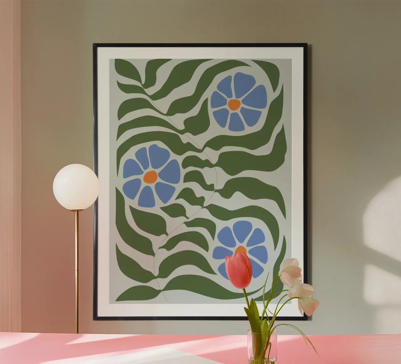 Moderne bloemsierkunst - Abstract natuurontwerp poster met kunststof frame van Whole©