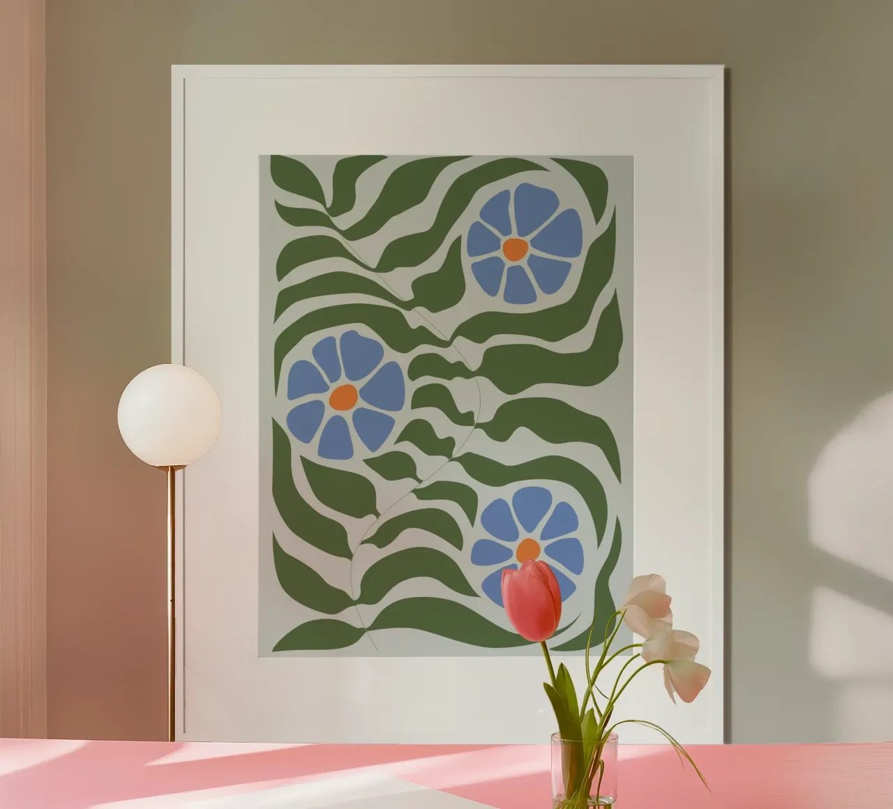 Moderne bloemsierkunst - Abstract natuurontwerp poster met kunststof frame van Whole©