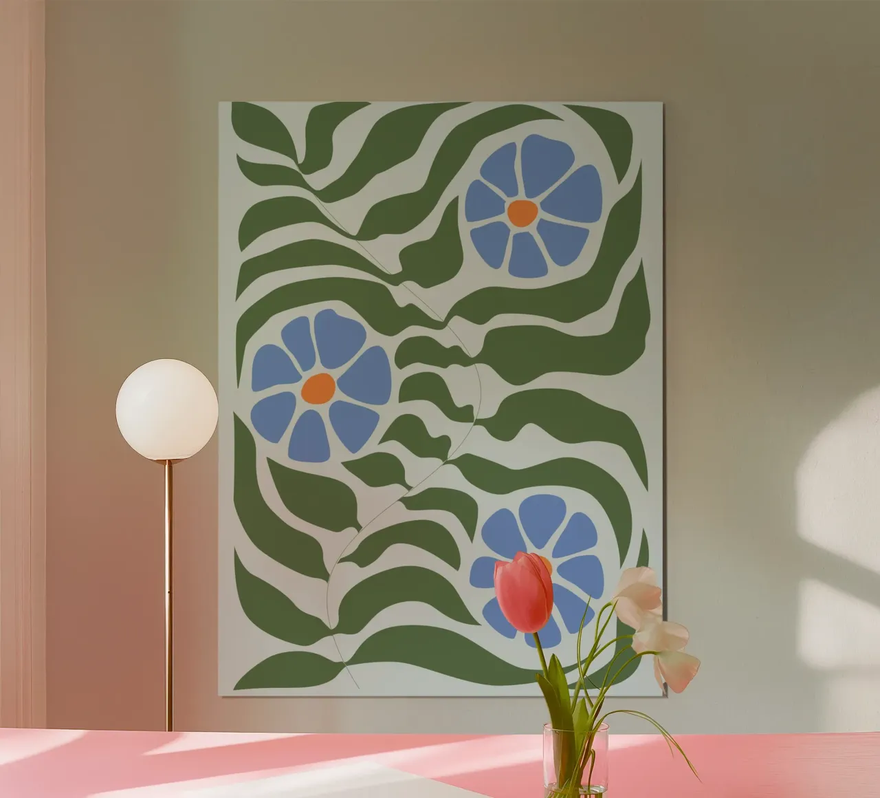 Moderne bloemsierkunst - Abstract natuurontwerp poster met kunststof frame van Whole©