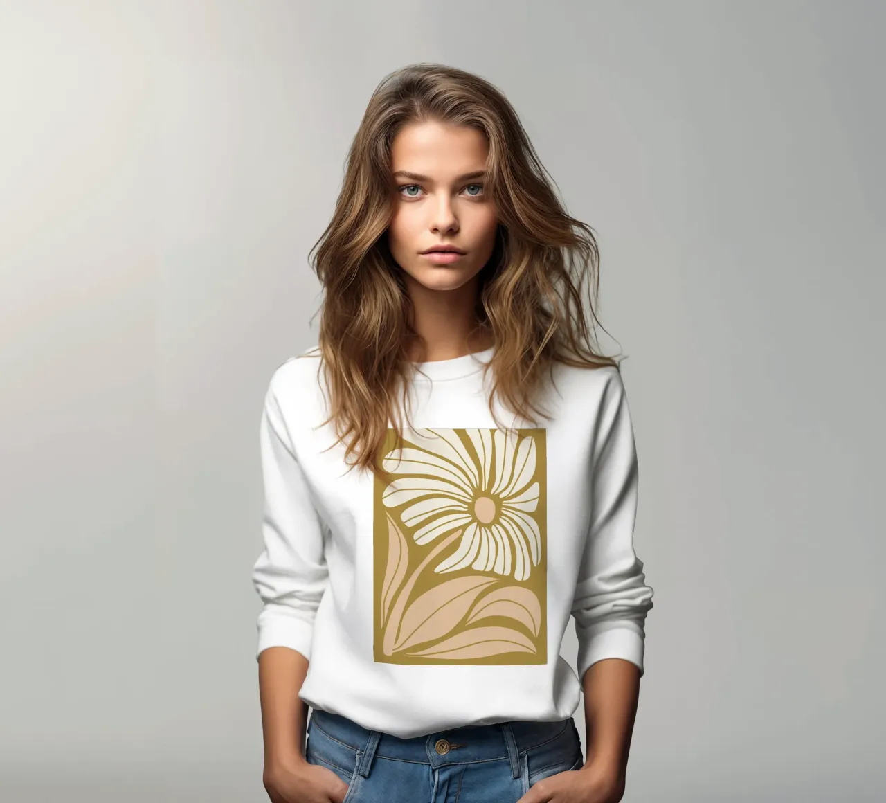 Retro flower - Abstract nature art in earthy tones sweatshirt by Whole©