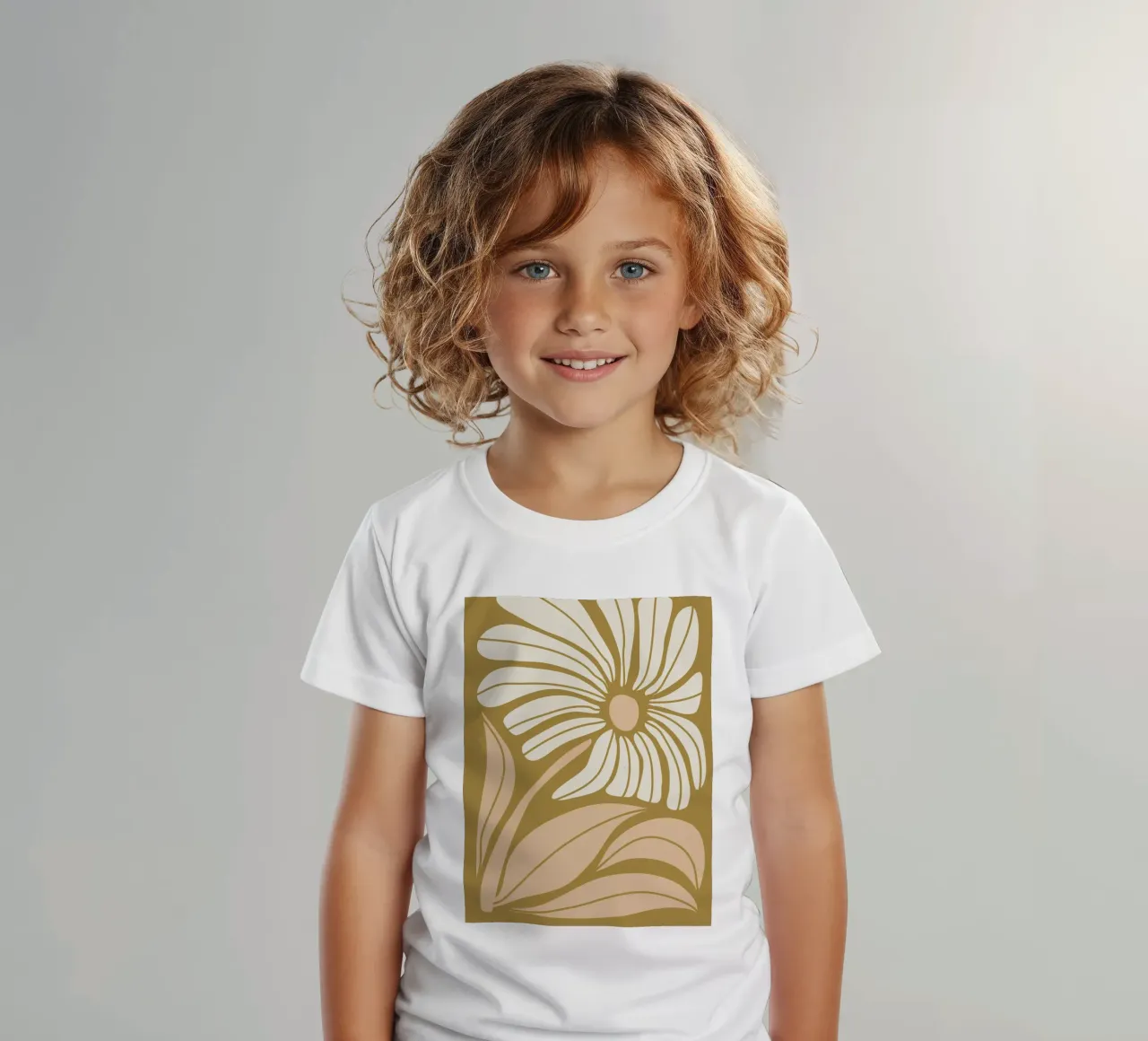 Retro flower - Abstract nature art in earthy tones kids t-shirt by Whole©