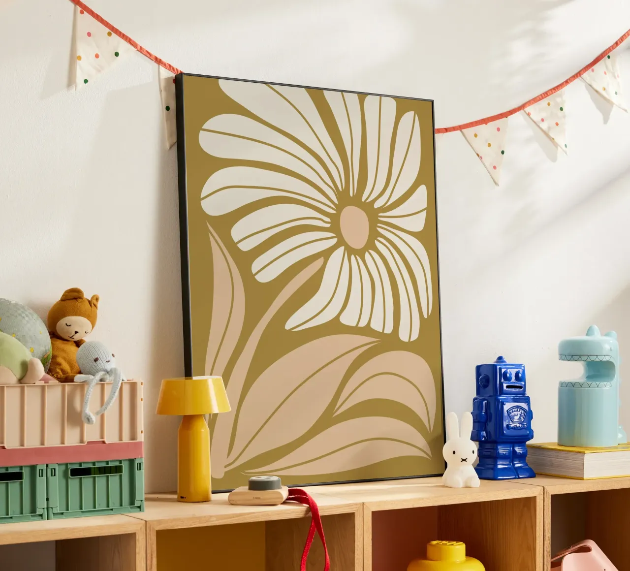 Fleur rétro - art naturel abstrait dans les tons de terre panneau forex de Whole©